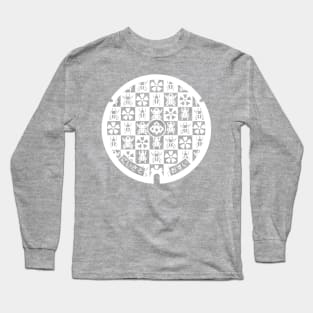 Niisato drain cover - Japan - white design, back print Long Sleeve T-Shirt